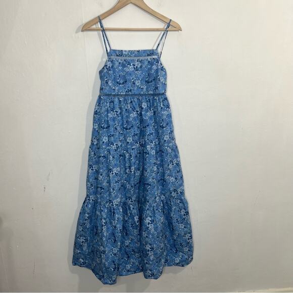 The Westside California Inspired Tank Top Maxi Blue Floral Cotton Dress Size XS - Picture 15 of 15